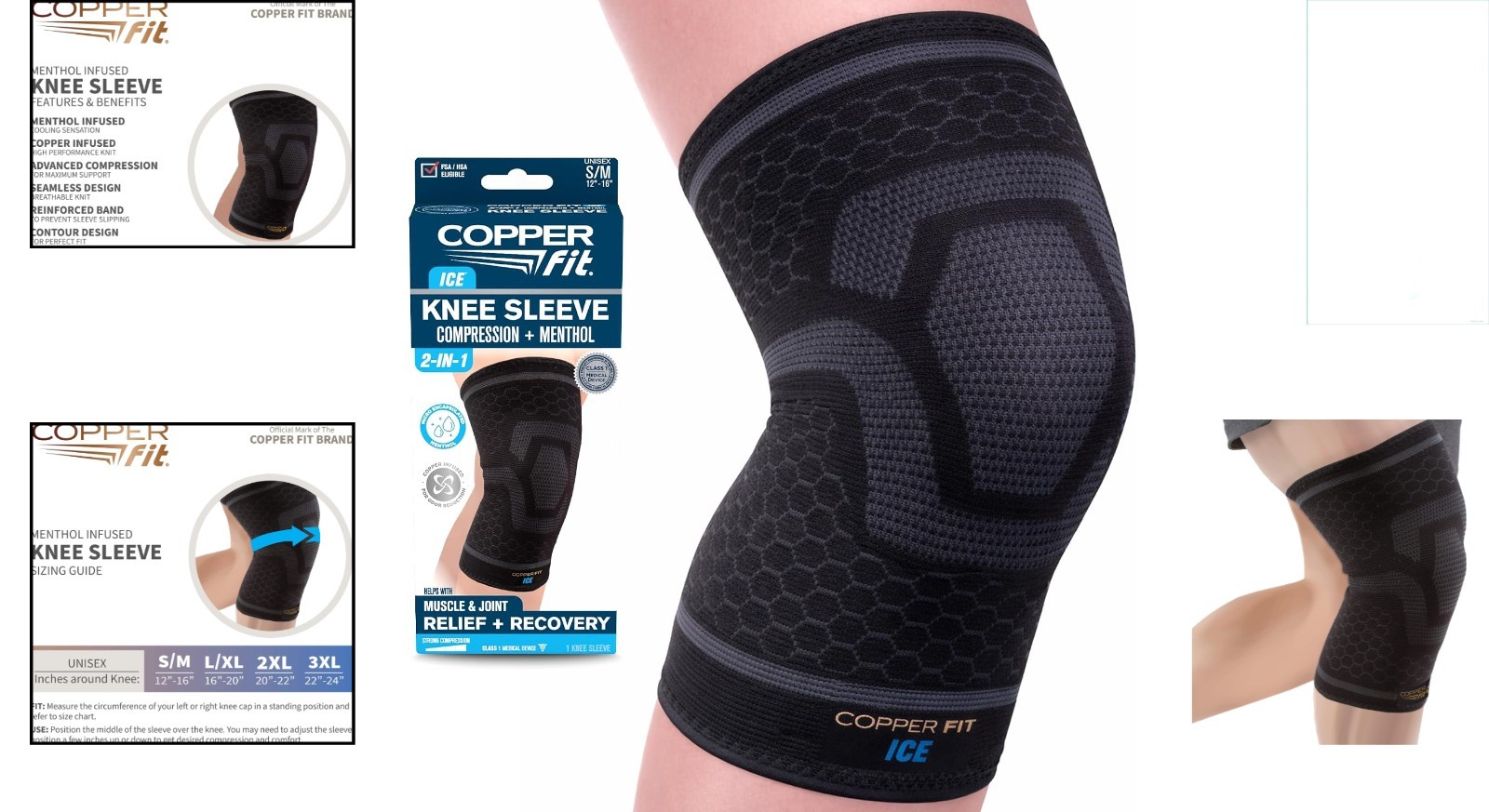 ICE Menthol-Infused Knee Compression Sleeve – Large/X-Large for Fast Relief