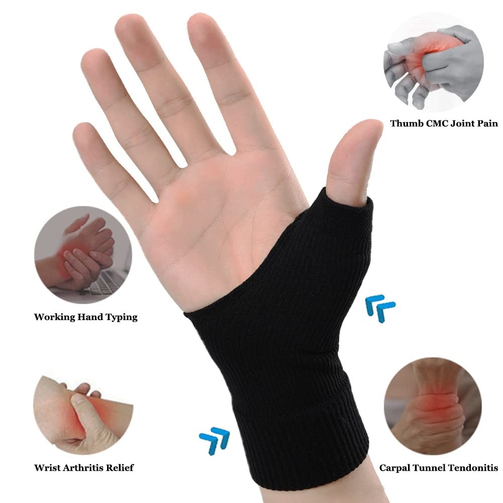 Thumb Wrist Arthritis Gloves (2Pcs), Elastic Compression Sleeves Fingerless G…