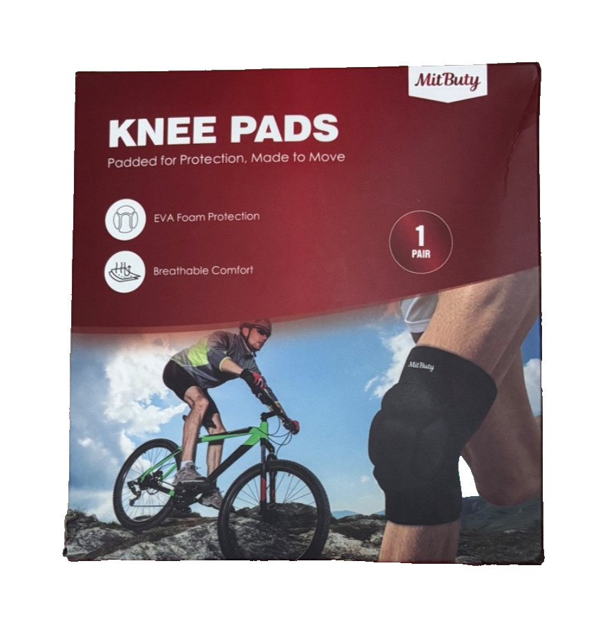 MitButy Black Knee Pads Size Large 22–25″ (56-63CM) New Unopened Box