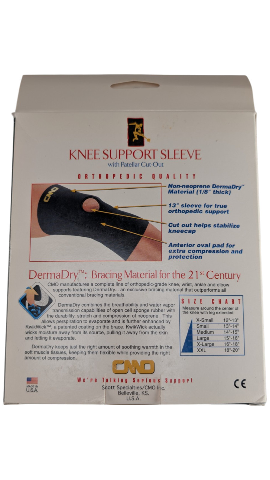 CMO Knee Support Sleeve with Patellar Cut-Out, Open Back, Small