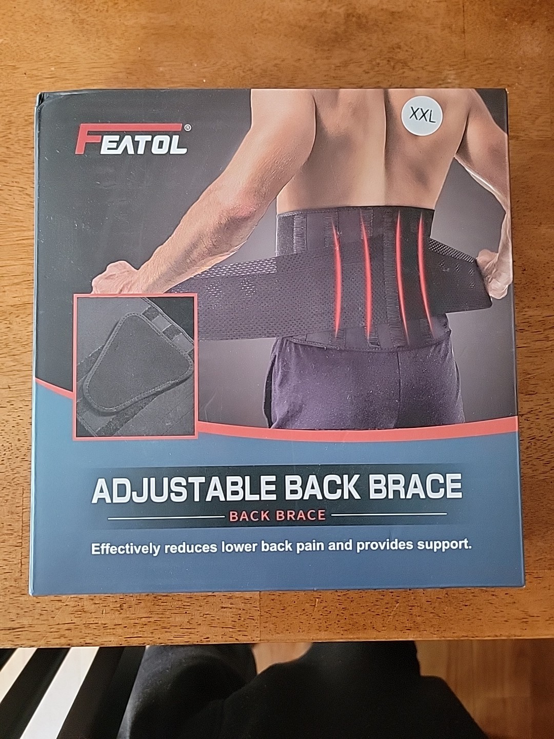 Featol Adjustable Back Brace Size: XXL, Black (A16-10:1)