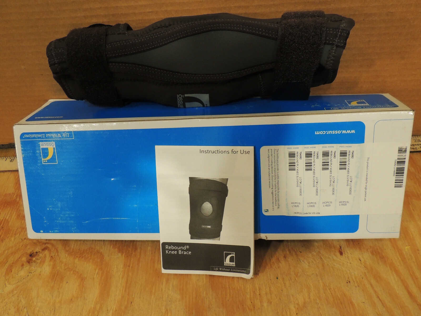 NEW OSSUR Rebound dbl Poly-Hinge Sleeve Knee Brace 704052, XS Open Patella