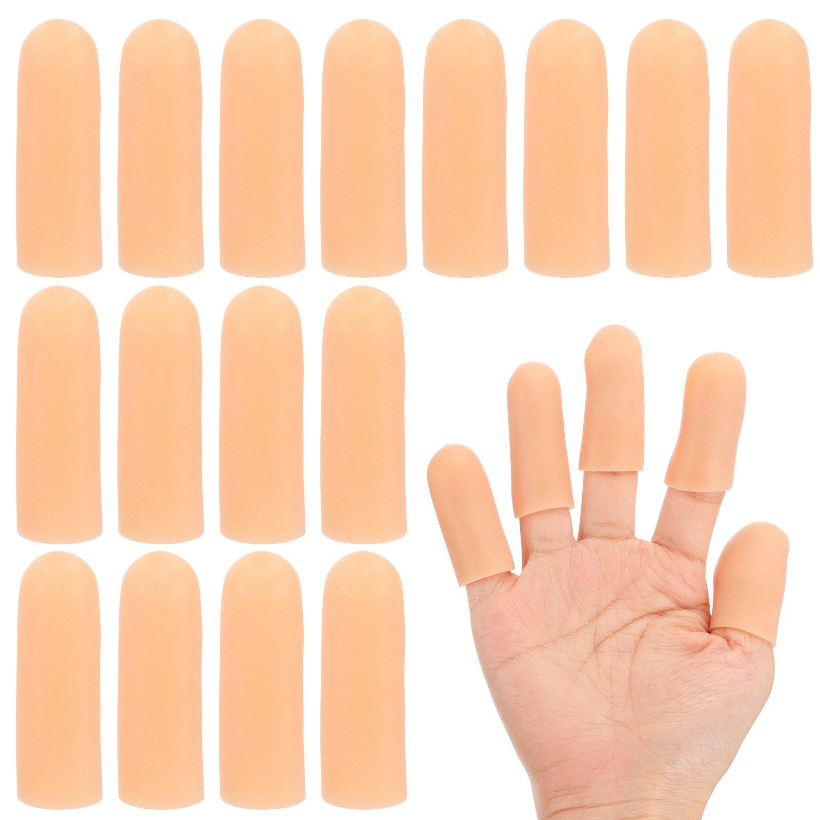 20 Pcs 2″x0.67″ Gel Finger Cots Silicone Finger Tip Protector Support Beige