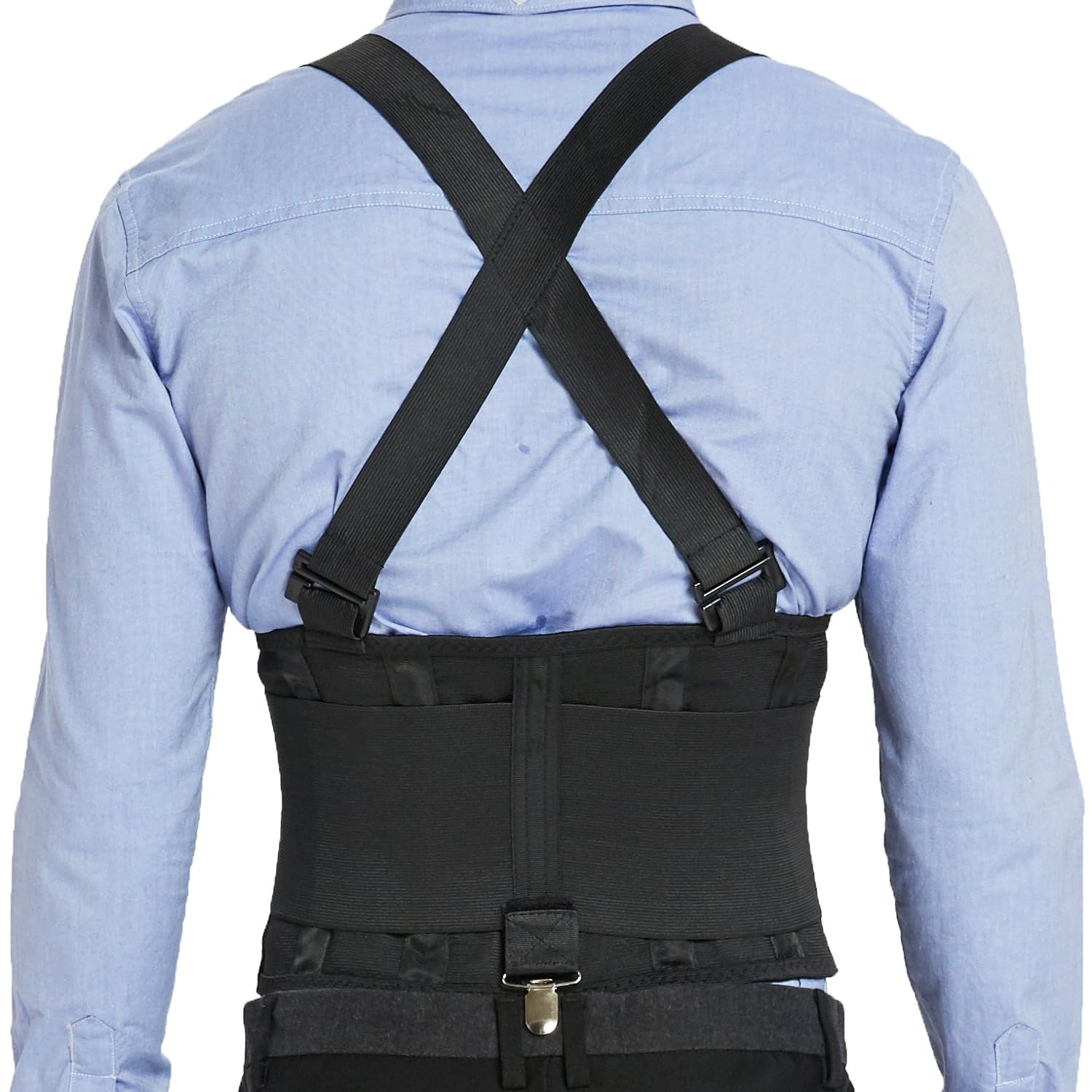 Soporte lumbar con clips para pantalones extraíbles y tirantes desmontables