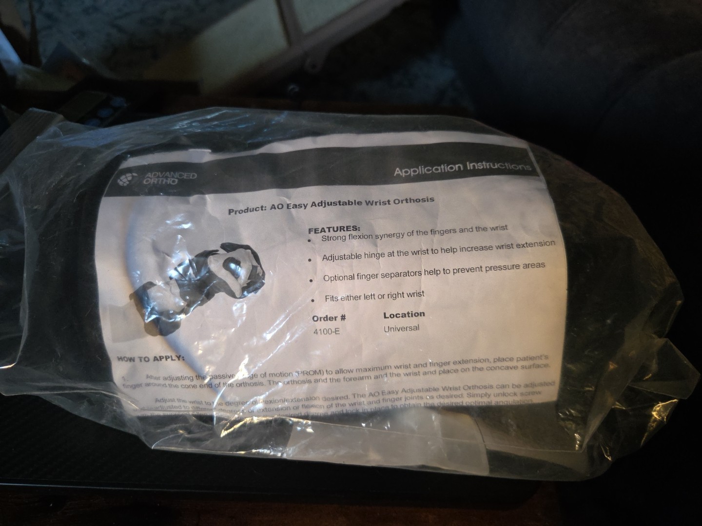 NEW – Advanced Ortho Easy Adjustable Wrist Orthosis # 4100-E
