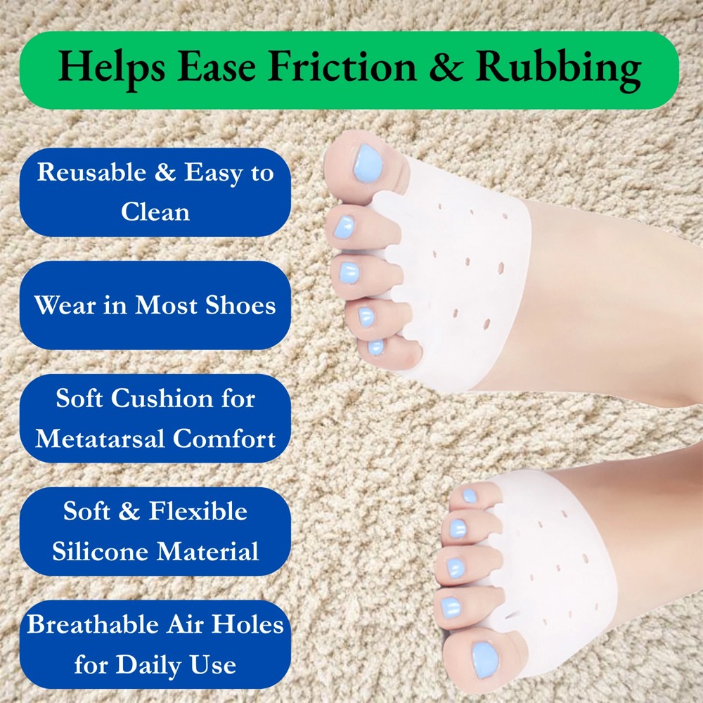 1 Pairs Silicone Toe Separators Metatarsal Gel Pads Ball of Foot Cushions