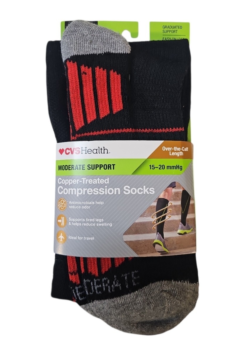 Copper Compression Socks 15-20 mmHg Over-the-calf Moderate Support L/XL CVS