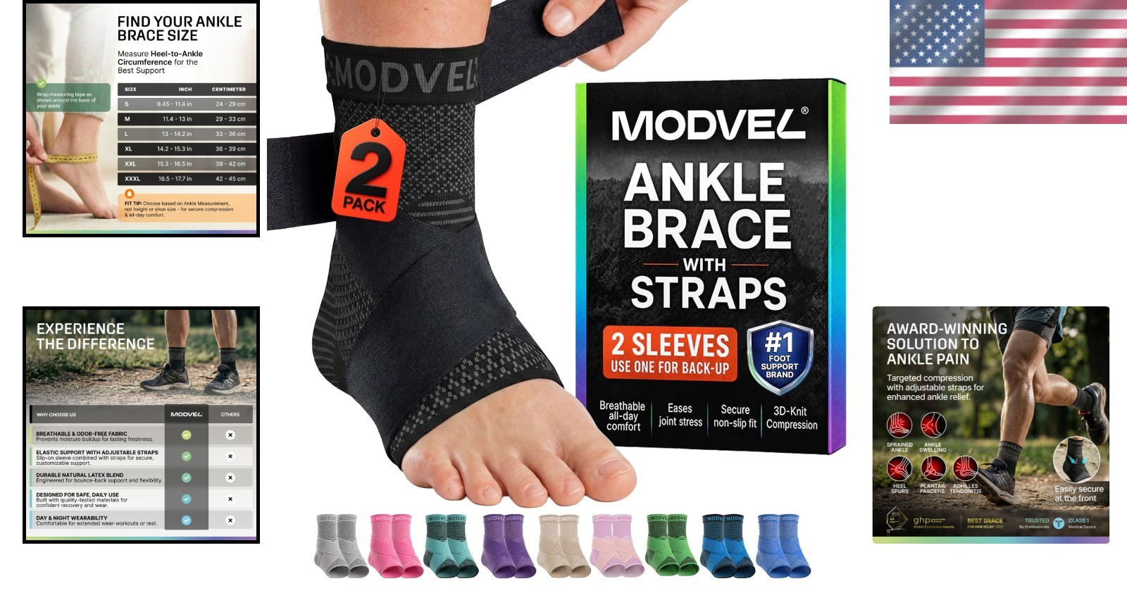 Compression Ankle Brace with Adjustable Strap – Fast Injury Recovery