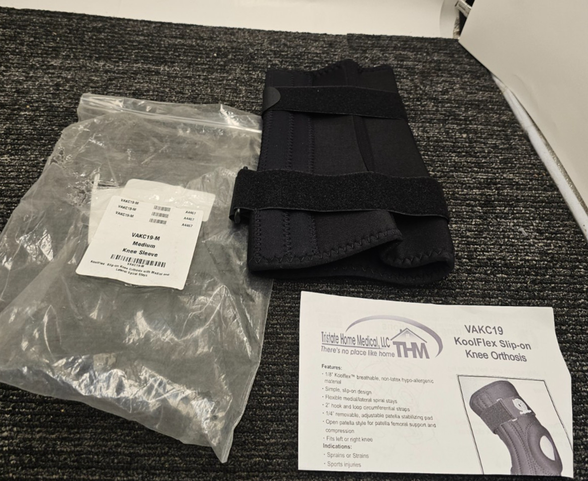 THM VAKC19-M Koolflex Slip-on Knee Orthosis Hook And Loop Strap Black Medium