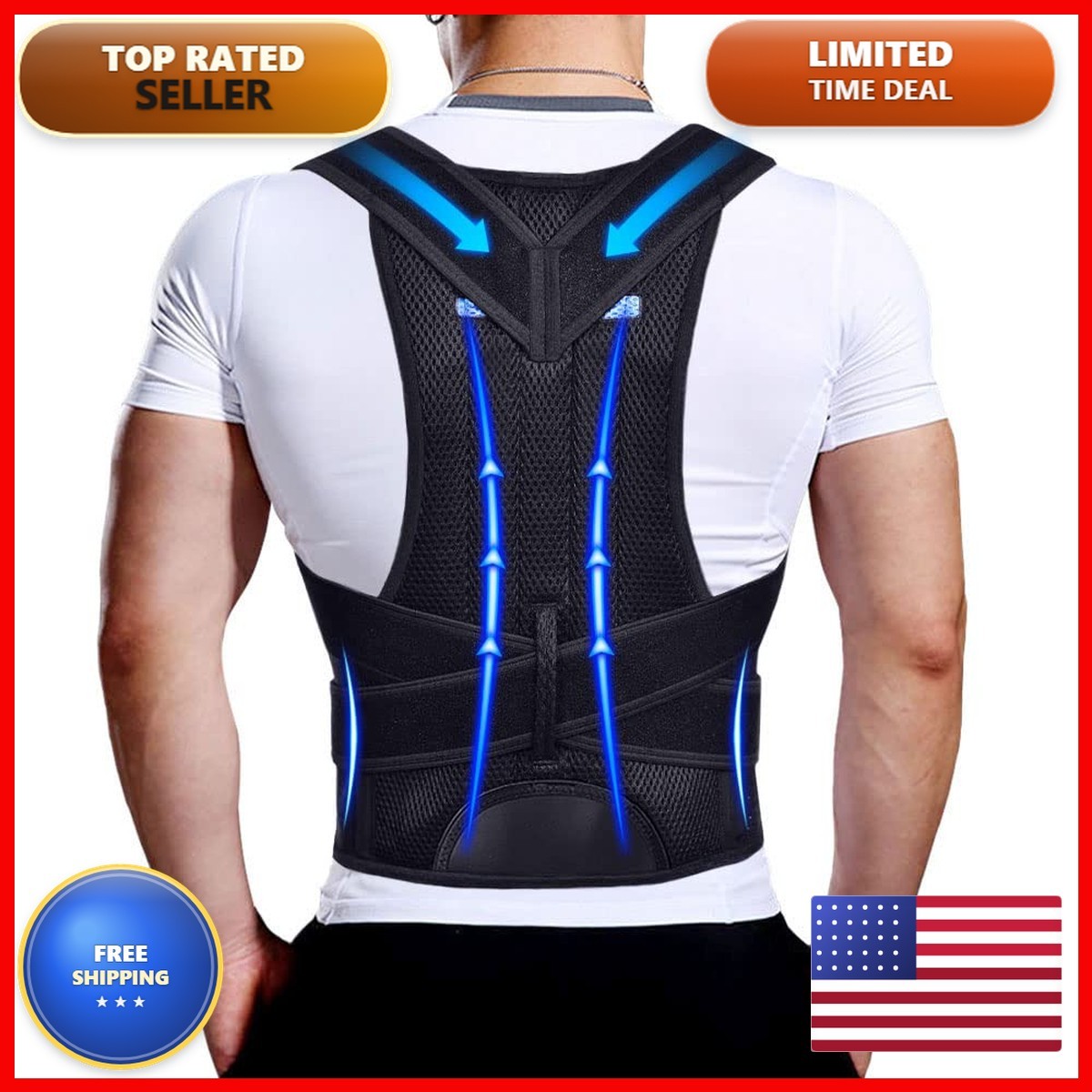 BraceTop Posture Corrector Back Brace for Men and Women – Full Back Support