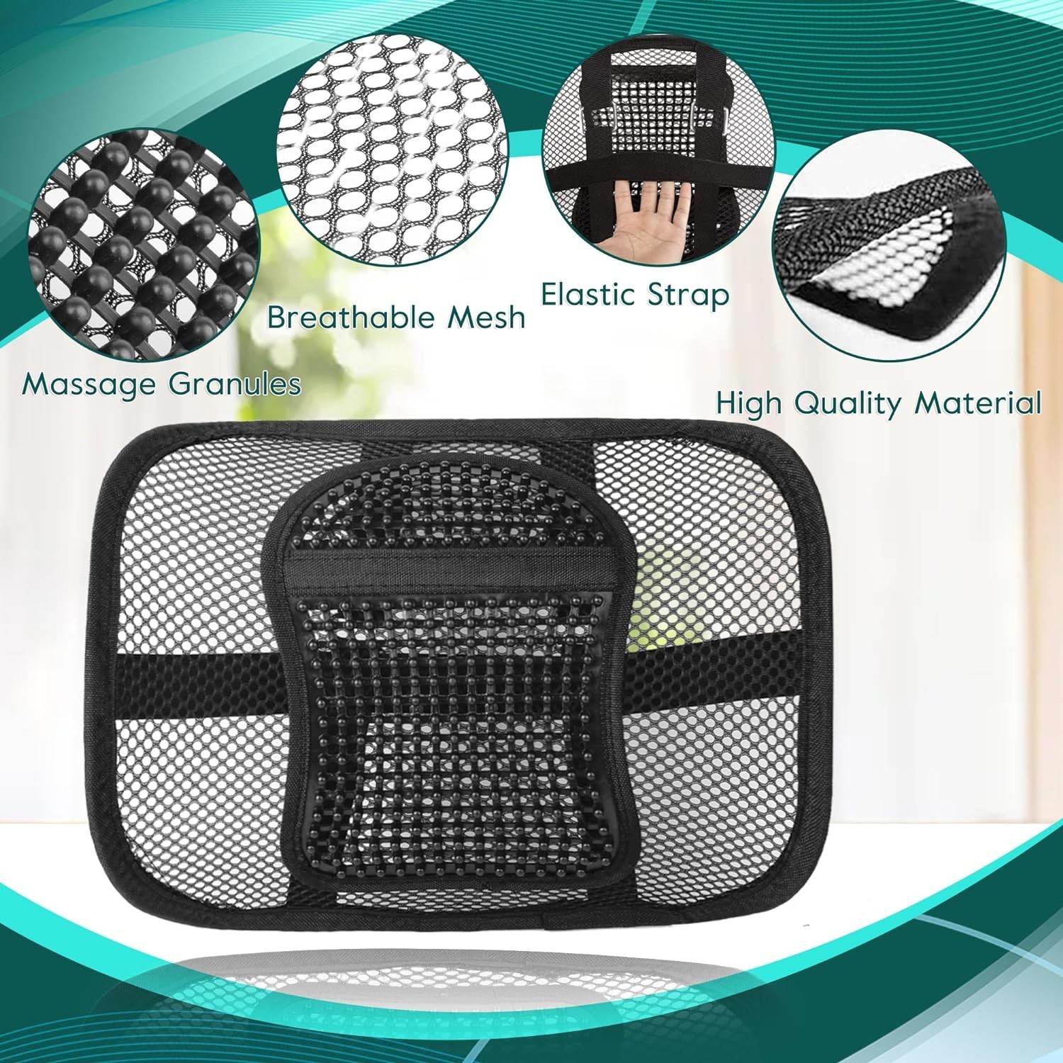 Ergonomic Mesh Lumbar Support Cushion | Breathable Back Support for Office & Car