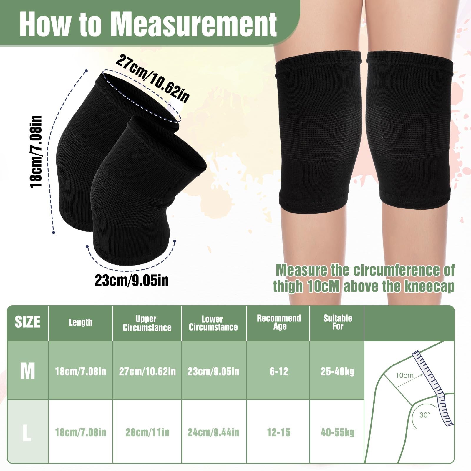 Kids Knee Brace Sleeve, 1 Pair Youth Knee Compression Sleeve Breathable Child…