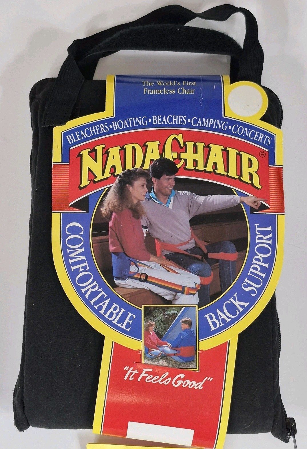 VTG Nada-Chair Back Support Sling Portable Folding Travel Chair Posture Black