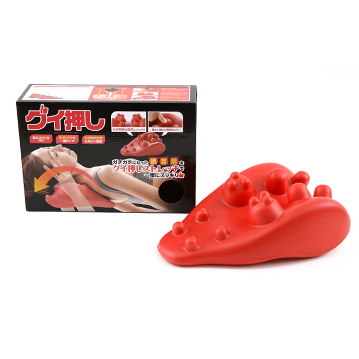 Chemore Gui Press Neck Stretcher Relax Ease Pain Massage Red 28×18×10cm JP New