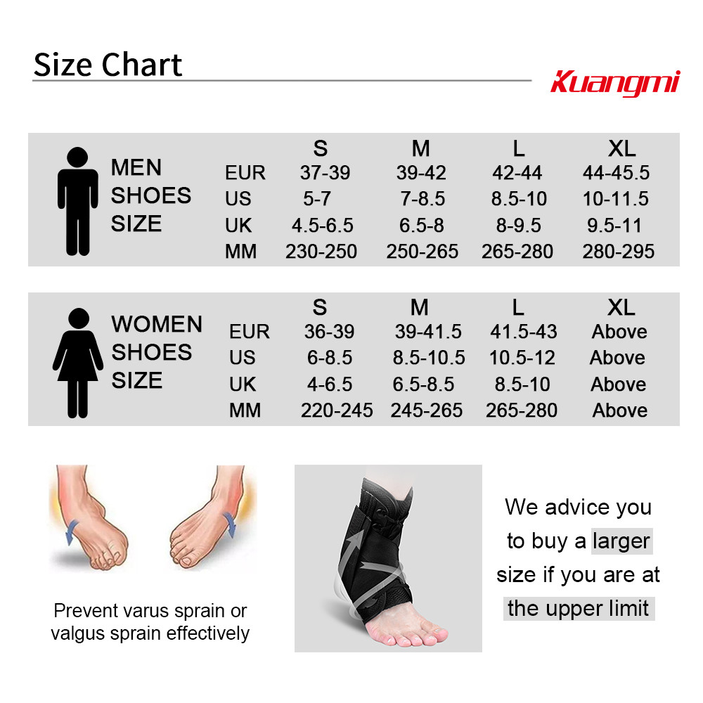 Kuangmi Ankle support Lace Up With Side Stabilizers Brace Protection Size M