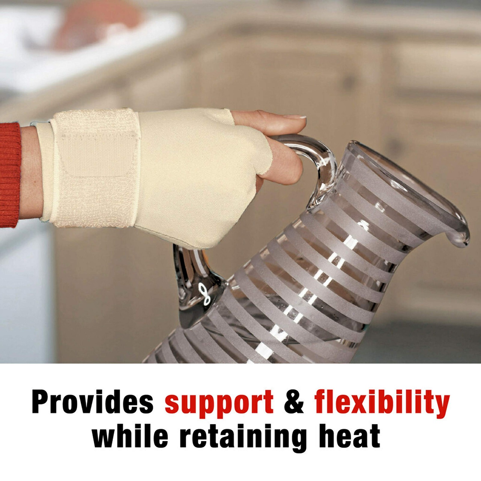 ACE Energizing Hand Support, Large/Extra Large/X-Large (Pack of 1), Beige