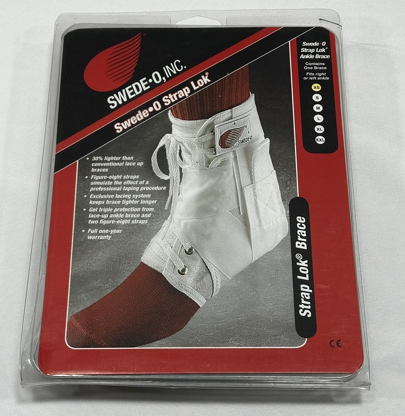 Swede-O Ankle Lok Brace White X-Small With Stabilizer Inserts M 3-5.5 / W 4-6.5