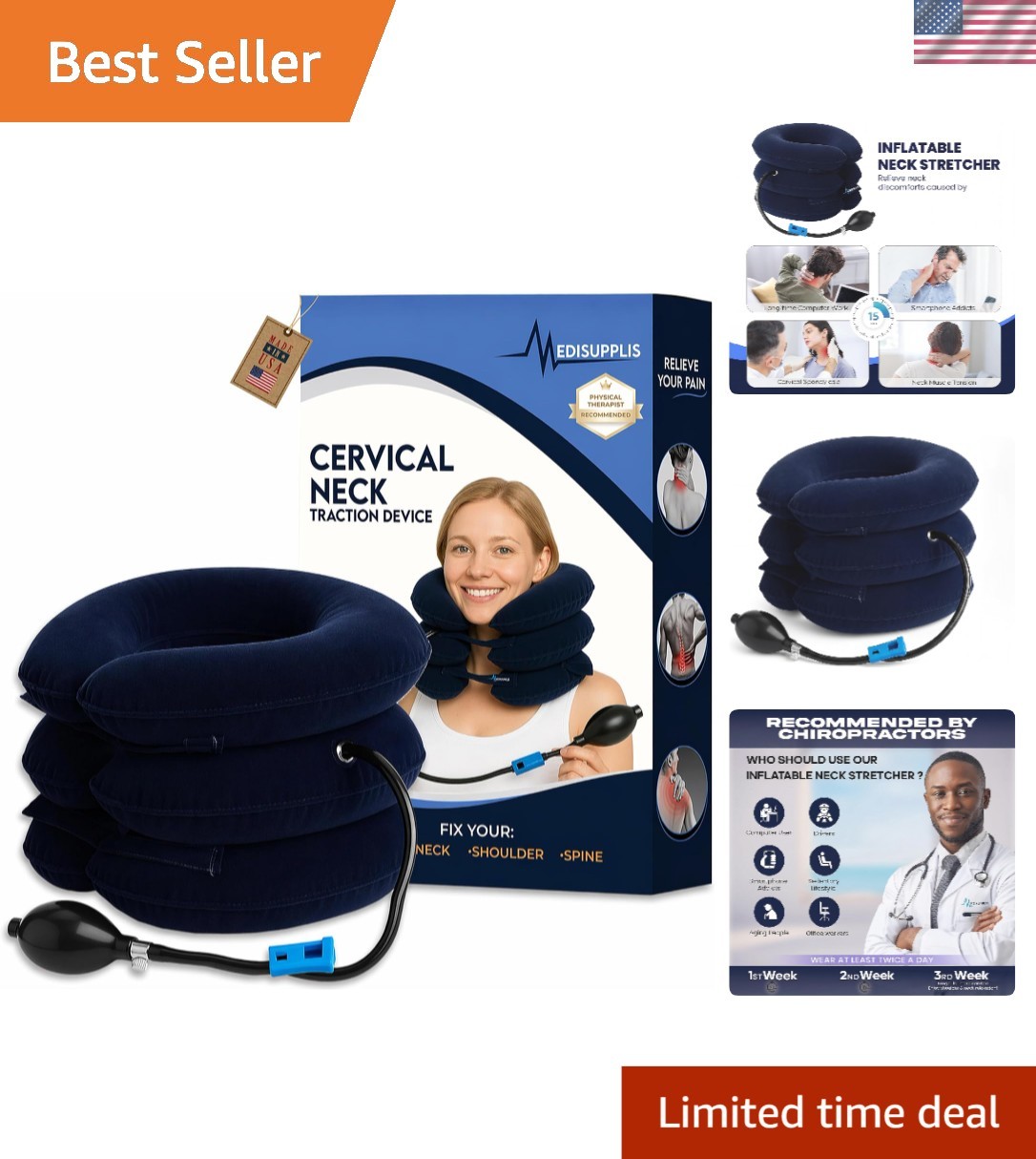 Soft Velvet Cervical Neck Stretcher – Adjustable Relief for Neck Pain & Posture