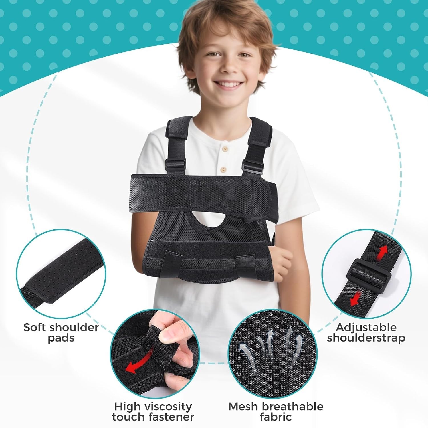 Kids Upper Extremity Sling, Breathable & Comfort Arm Sling Shoulder Immobilizer