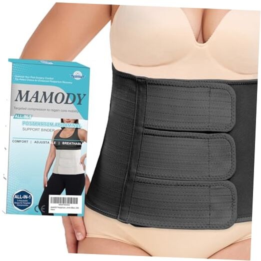 Postpartum Belly Band abdominal Binder for Natural Delivery & C Large Black