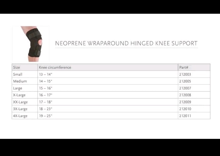 Ossur Neoprene Wrap Around Hinged Knee Support Size Large (15-16″) Brace