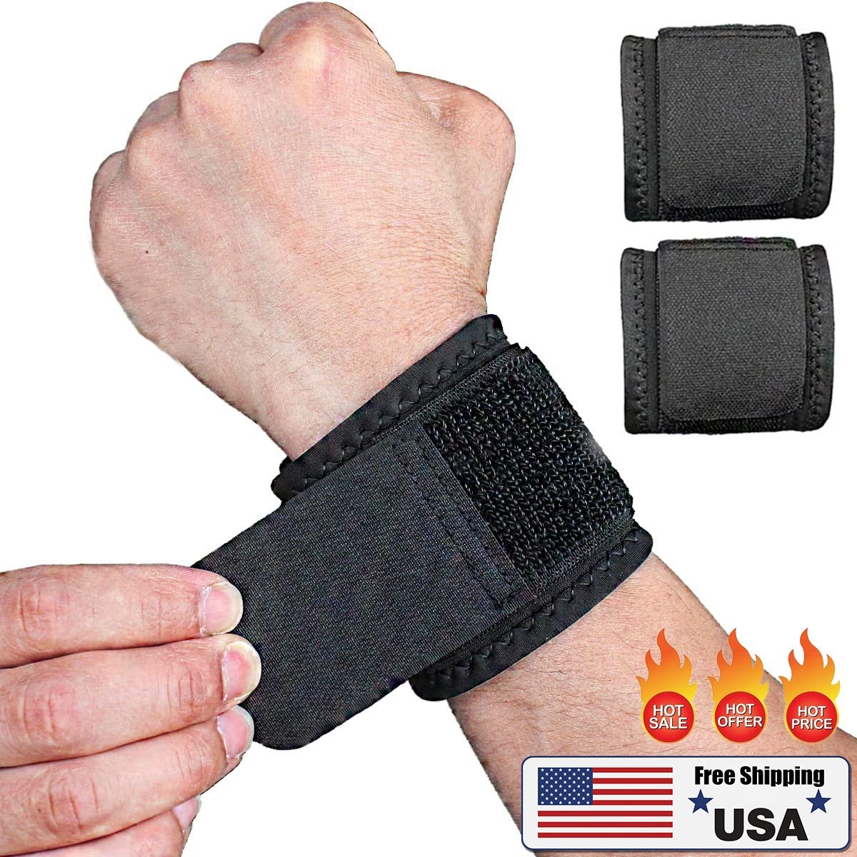 1/2Pcs Adjustable Wrist Support Brace Wrap for Sports Fitness Office Pain Relief