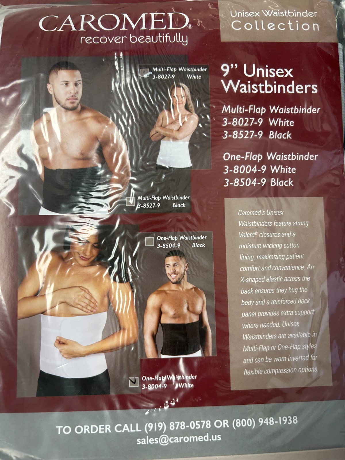 Caromed Waistbinder Unisex Small 26-28″ One-Flap White 3-8004-9S