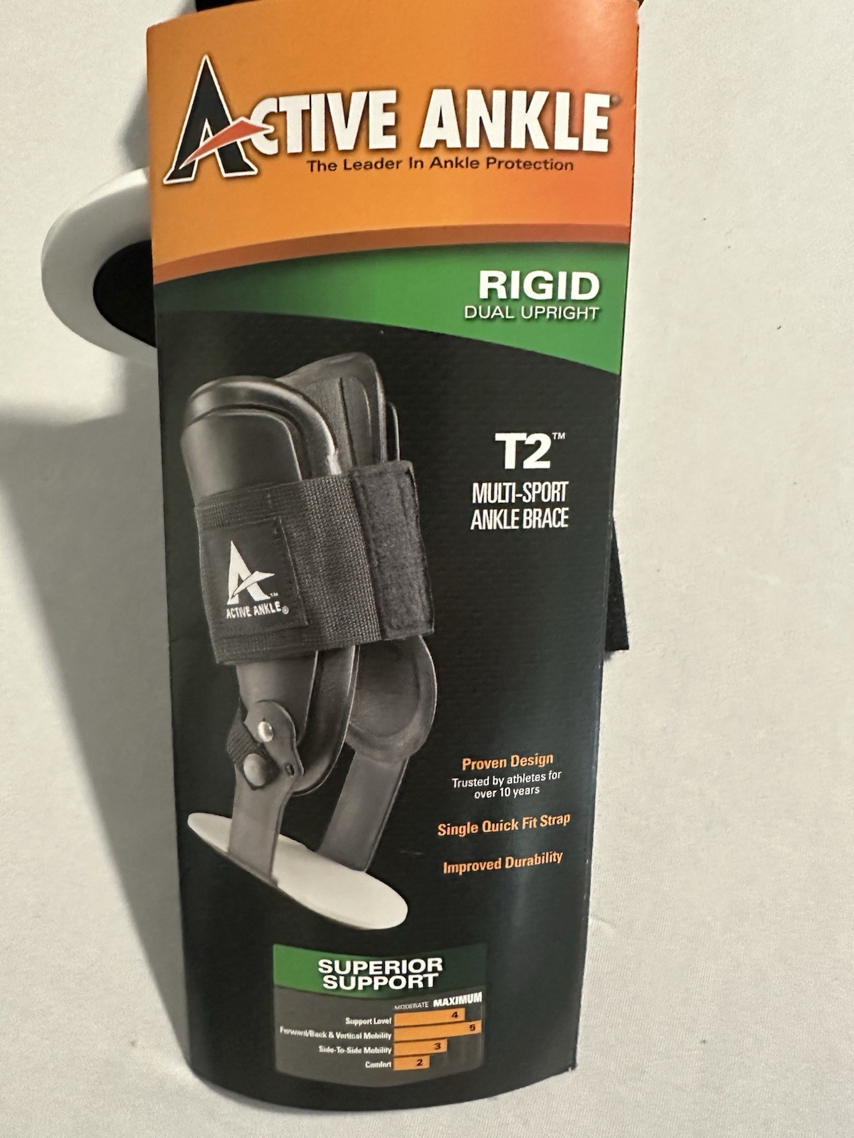 Active Ankle T2 Rigid Multi-Sport Ankle Brace -medium- Black No Box. L