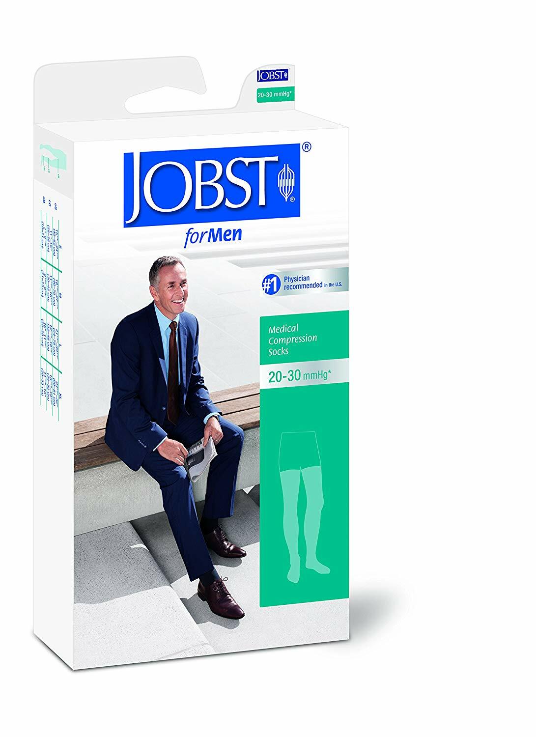 Jobst for Men 20-30 mmHg Thigh High Compression Stockings with Silicone Border