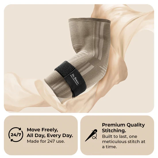 Dr. Brace ELITE Elbow Brace Support, Compression Sleeve Size M Beige