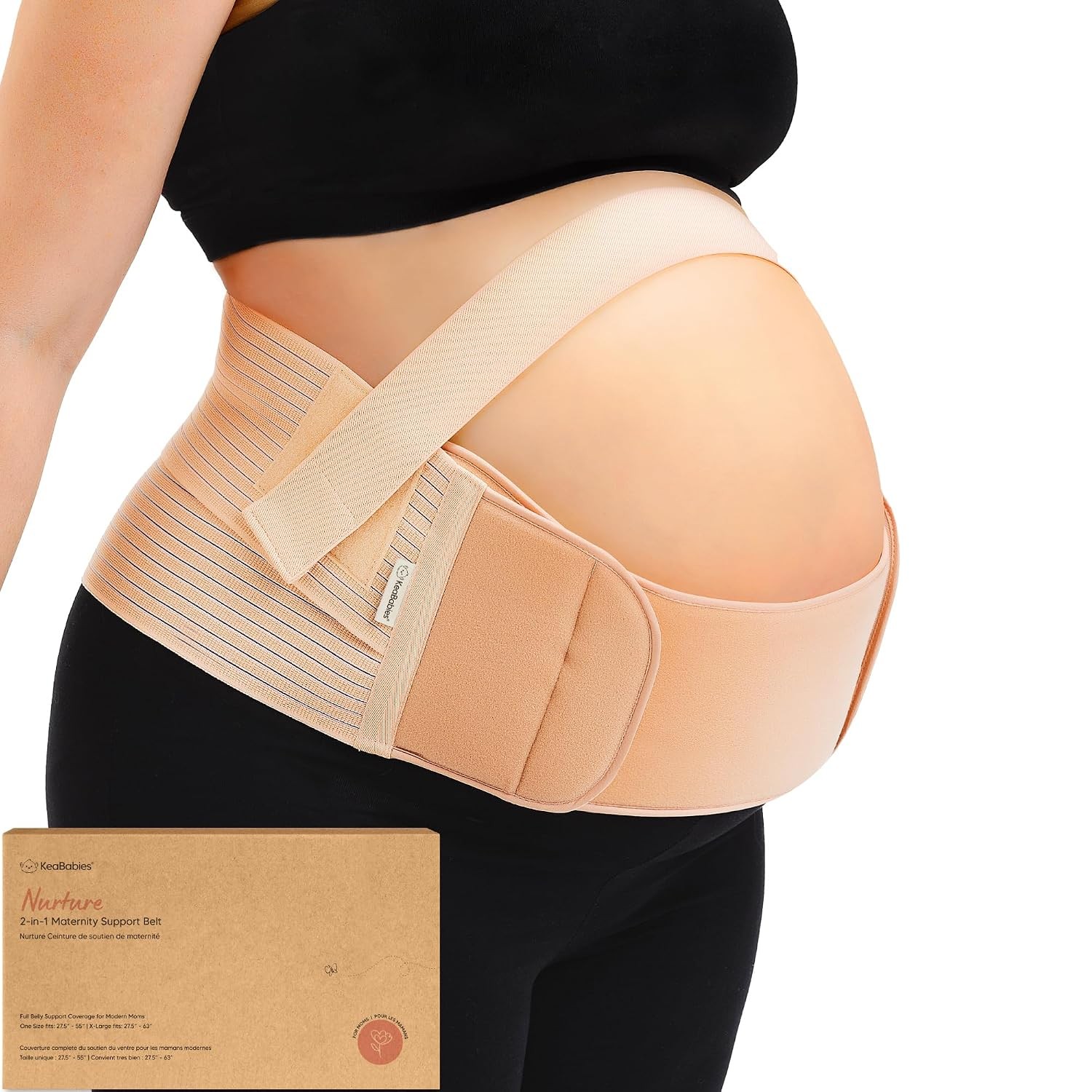 Pregnancy Belly Support Bands for Pregnant Women Classic Ivory 2in1 One Size