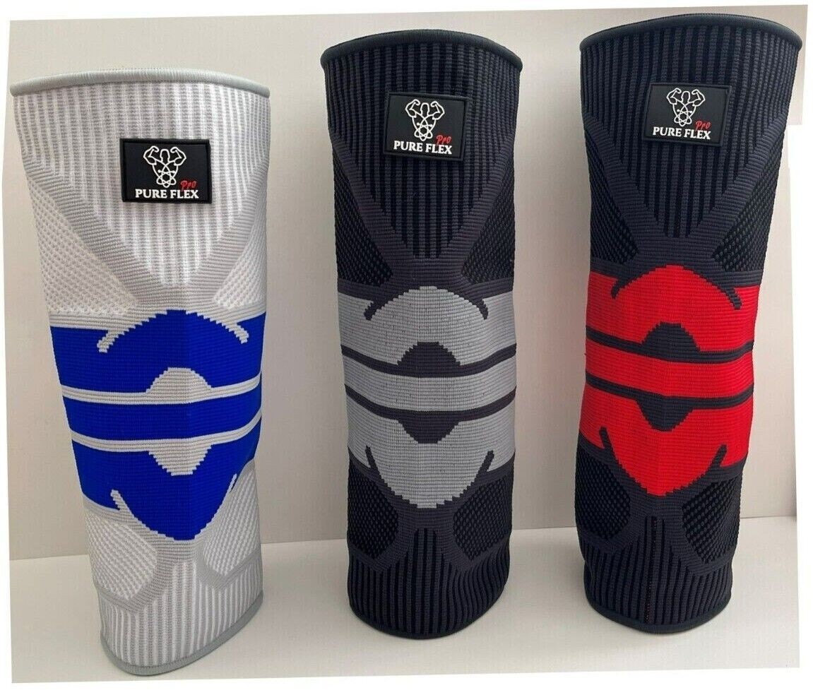 Knee Brace Compression Sleeve Support Sports Recovery ACL LCL MCL Blue/Grey L