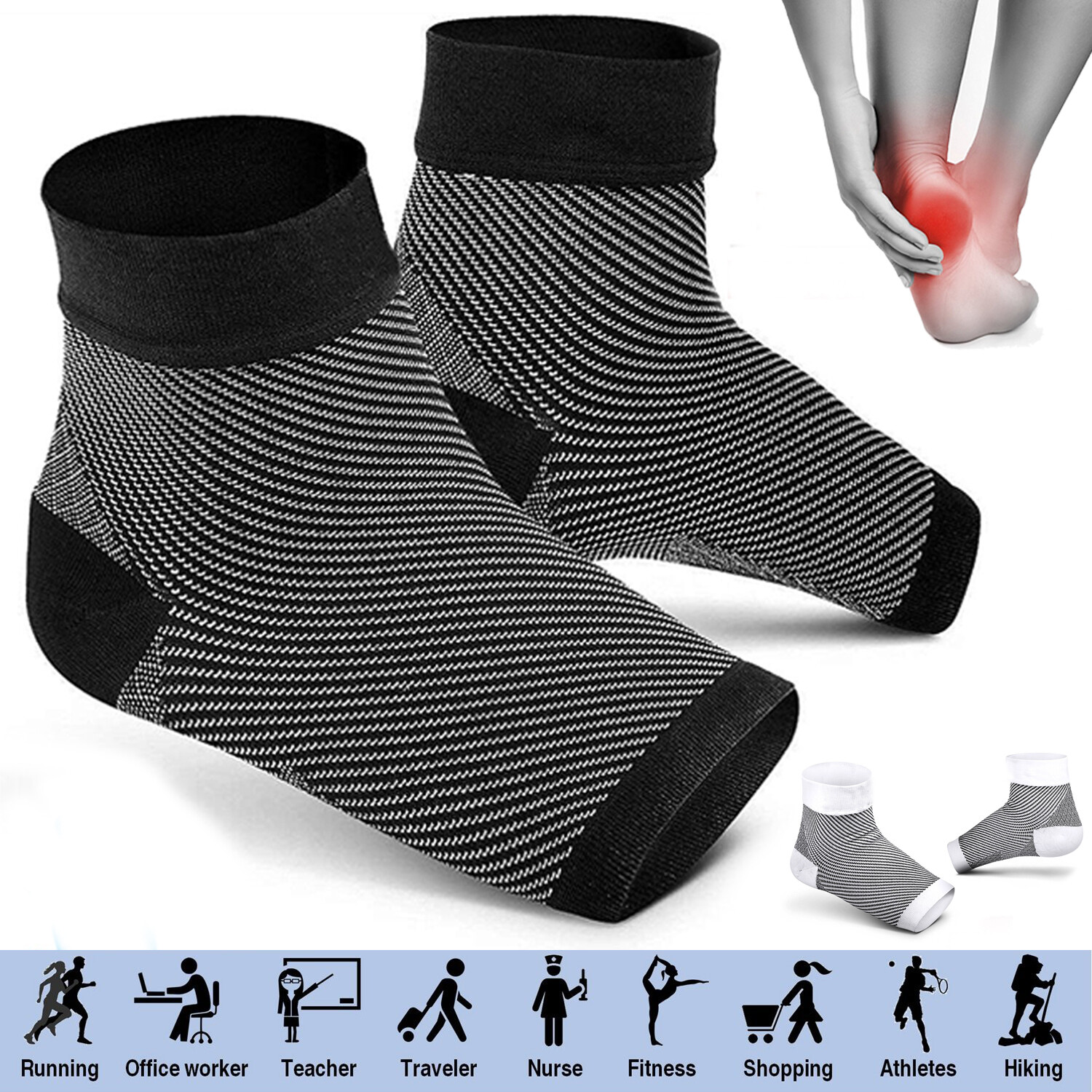 Varicose Veins Compression Socks Ankle Brace Support Foot Pain Relief Tennis