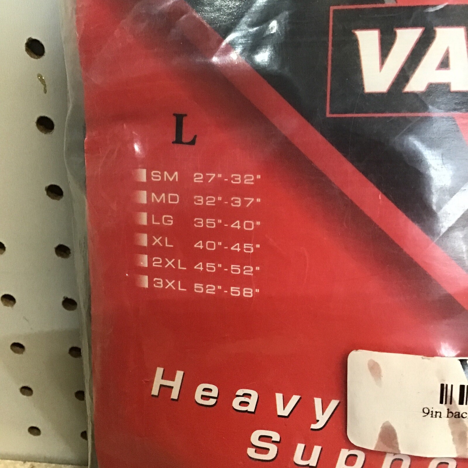 Valeo Industrial Heavy Duty 9″ Back Support Elastic Belt Size Large 35”-40”
