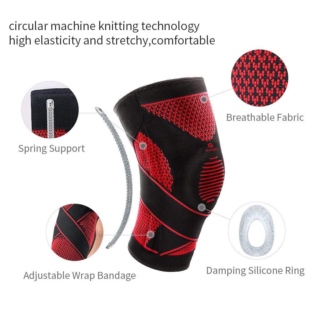Kuangmi Knee Brace Spring Support with Side Stabilizers Silicone Bandage Size L