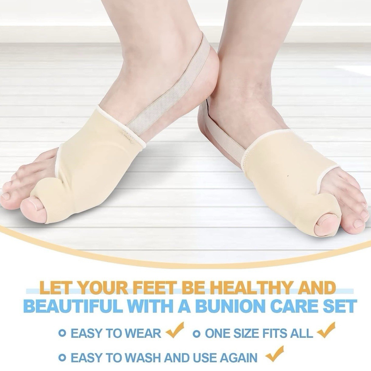 4 Pcs Bunion Corrector & Adjustable Toe Spacer with Heel Side Straps – Men/Women