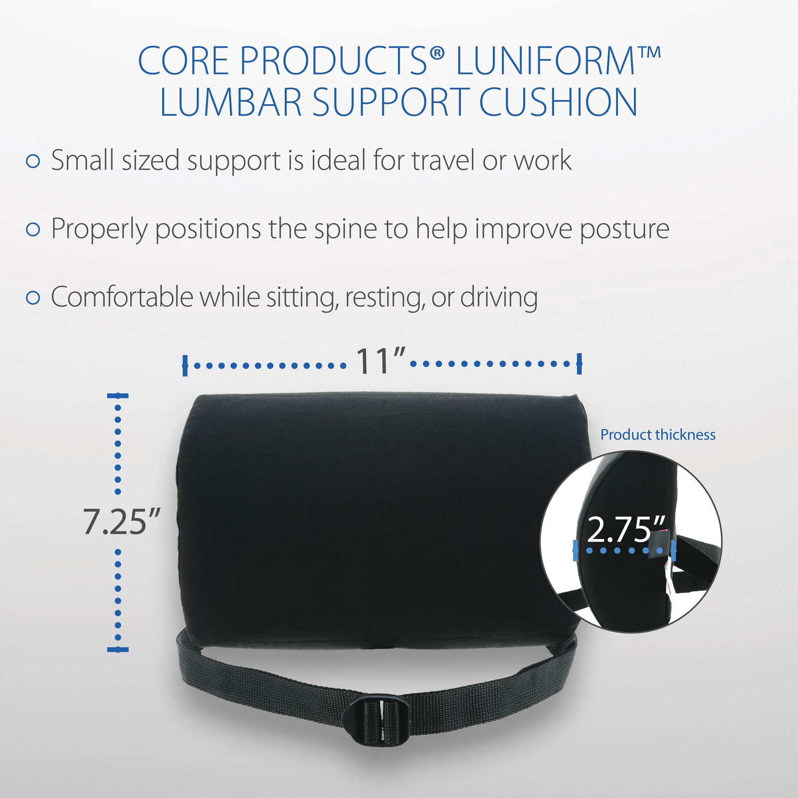 Core Products Luniform Lumbar Support Compact Cushion Help Improve Posture USA