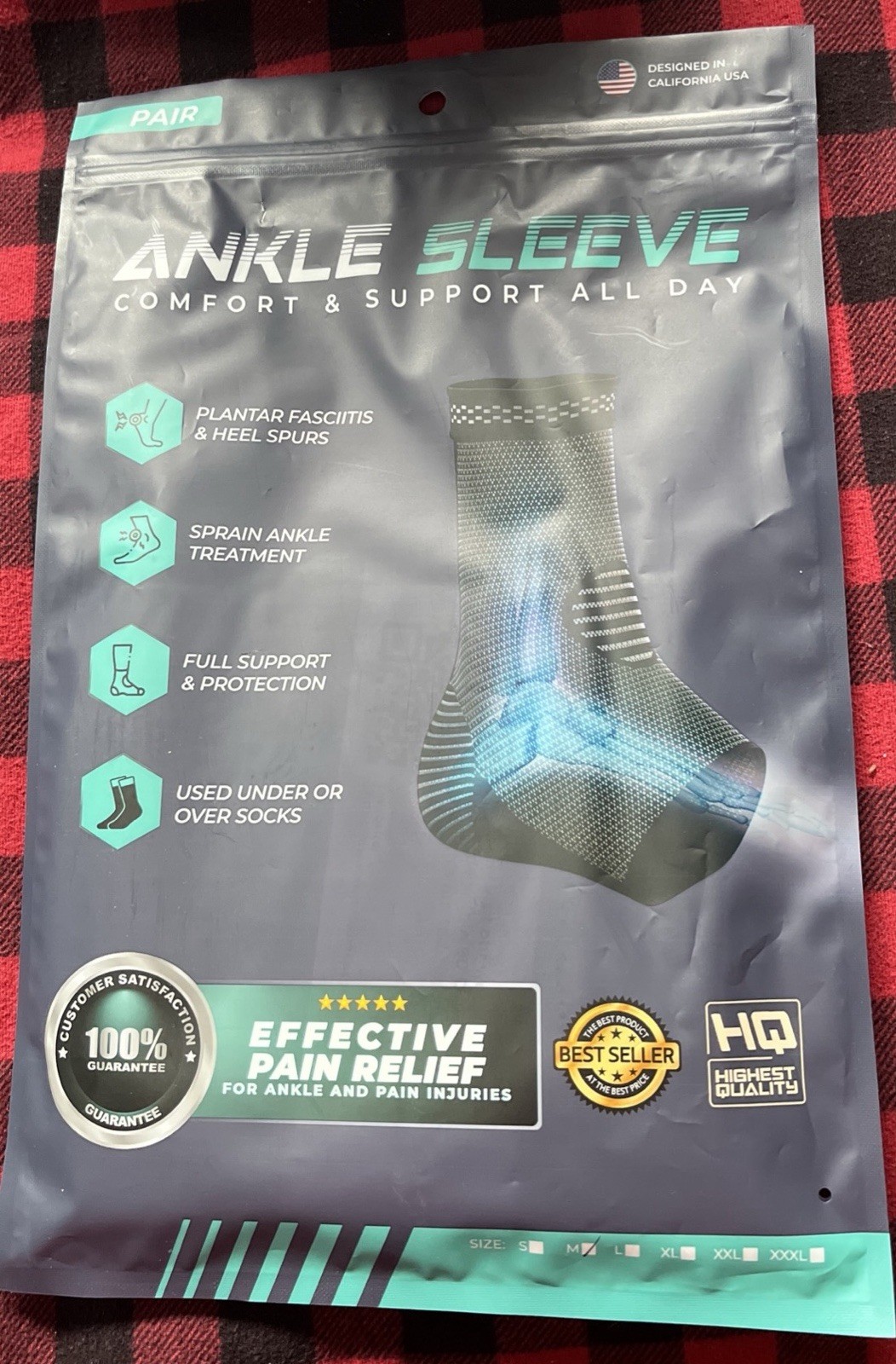 Modvel Foot & Ankle Brace Socks for Sprained Ankle Compression Sleeve Medium