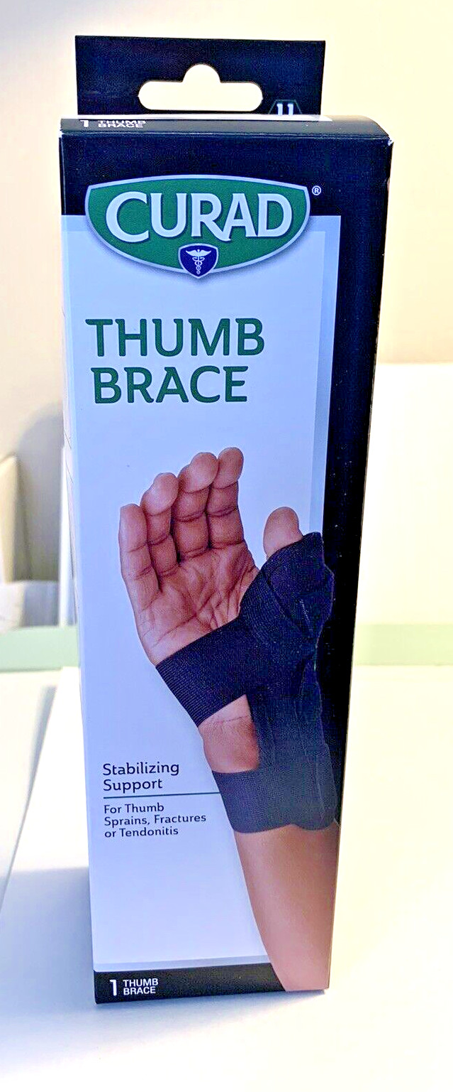 Curad Universal Thumb Brace – Fits Right and Left Thumb – New In Box – Black