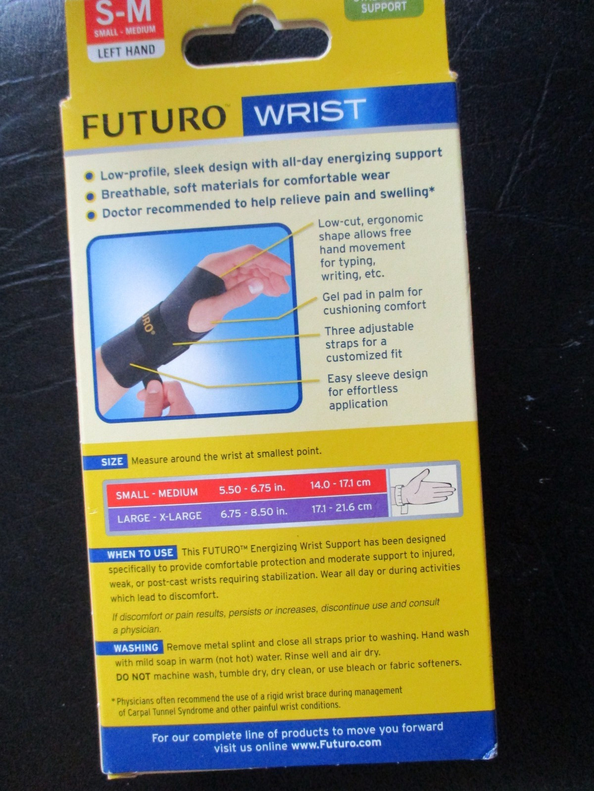 3M Futuro Sport 48401 Wrist Brace Support Left Hand Small Medium Moderate 1ct