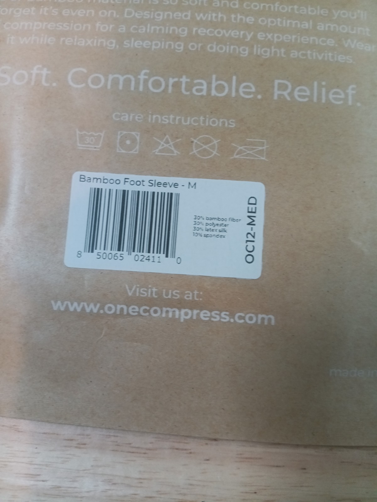 2 OneCompress Unisex Adult Bamboo Compression Ankle Sleeve Gray Size Medium New