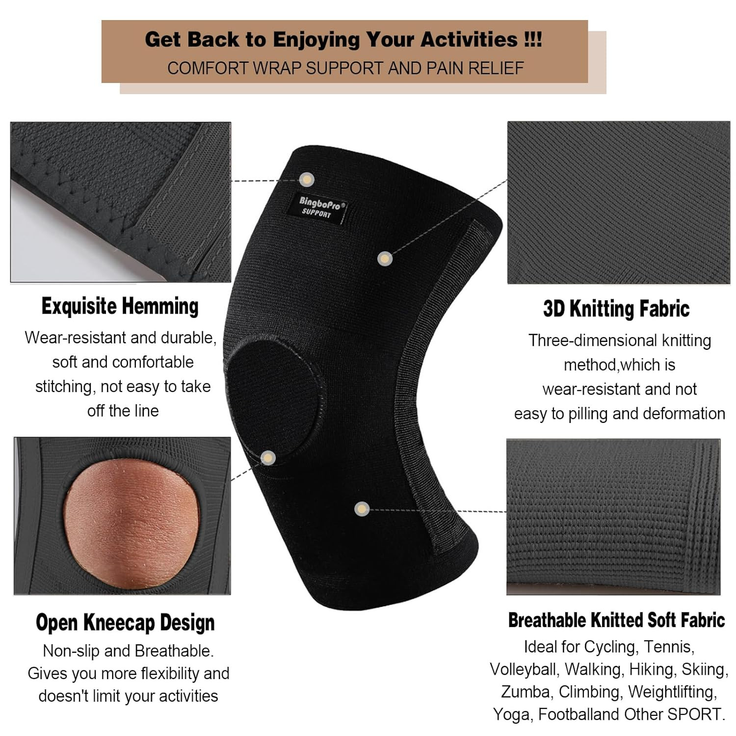 Professional Knee Brace with Stabilizer for Men Women,Compression Knee Sleeve Su
