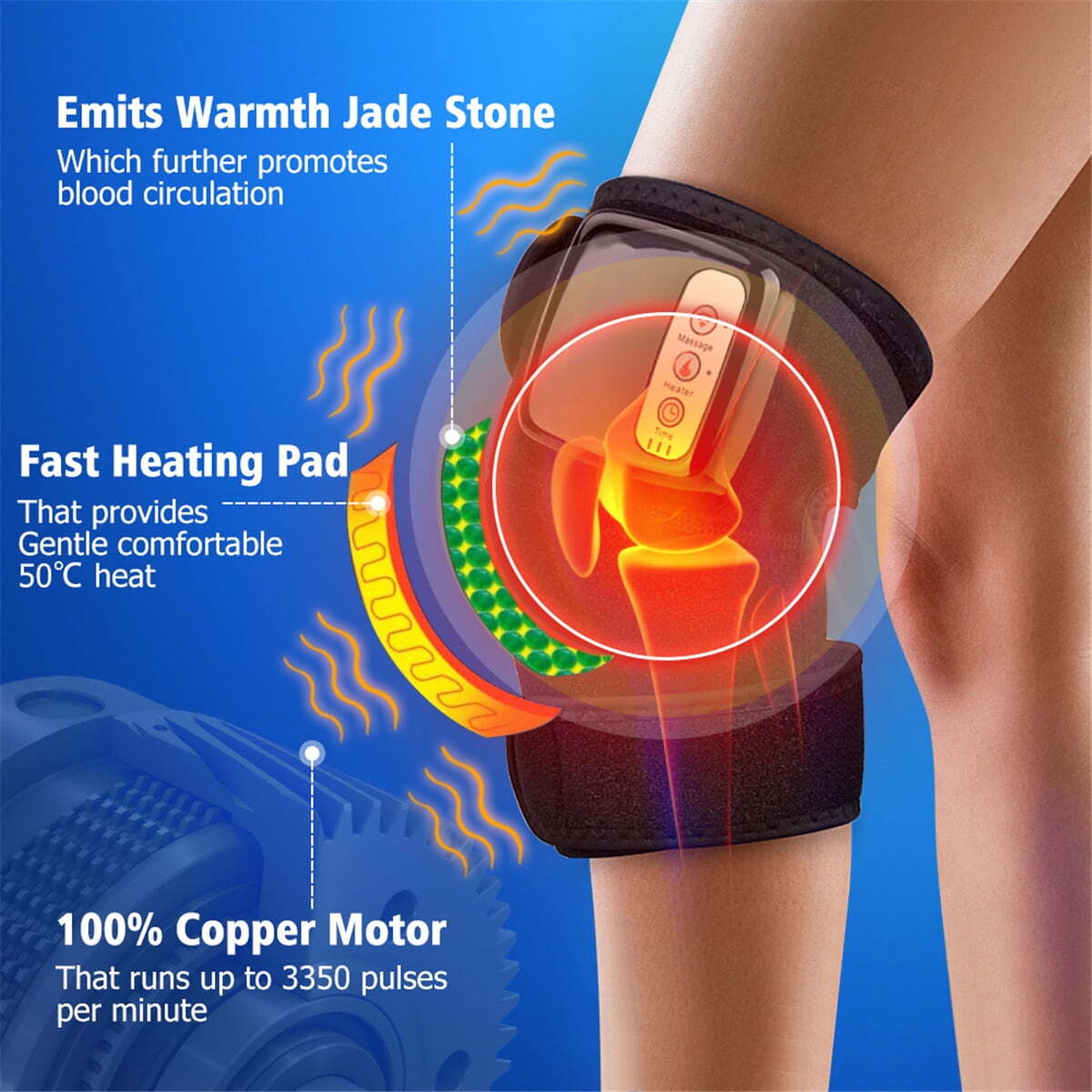 1/2 Pack Heated Knee Brace Wrap Braces Massager for Arthritis Knee Pain Therapy