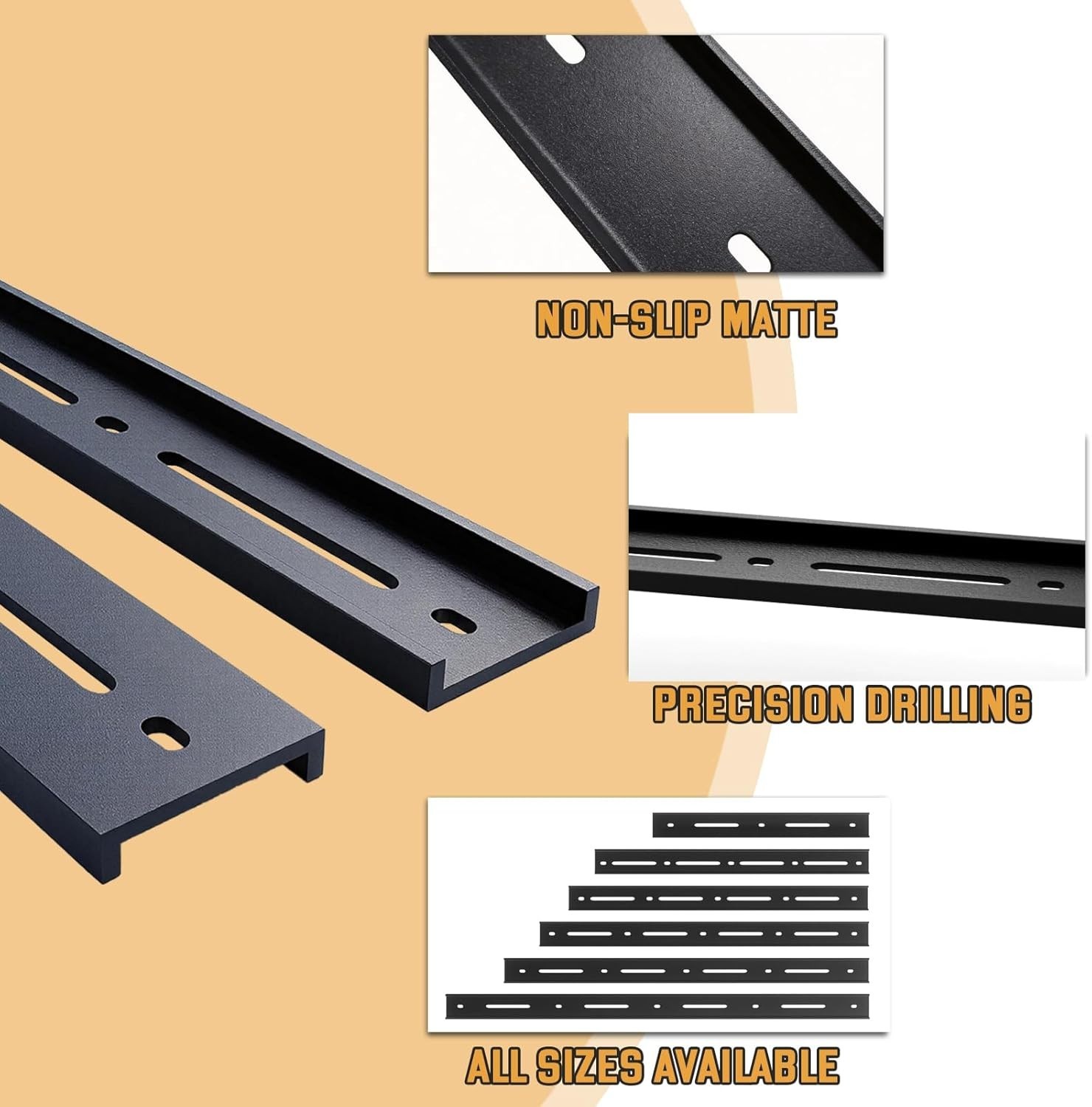 C Channel Steel Support Bracket for Table Top, Black, 4 Pack, 24 Inch