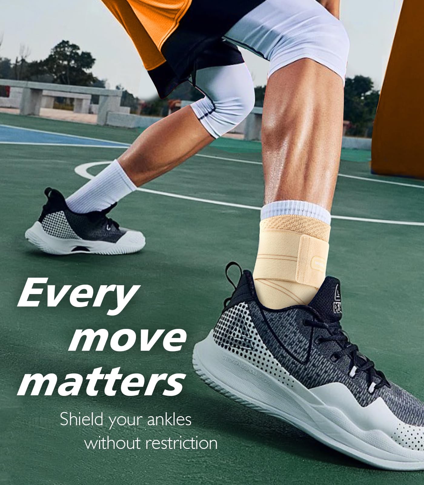 1 PCS Medium Nude Flat Knitting Ankle Brace 7Zone Dynamic Compression Sleeve