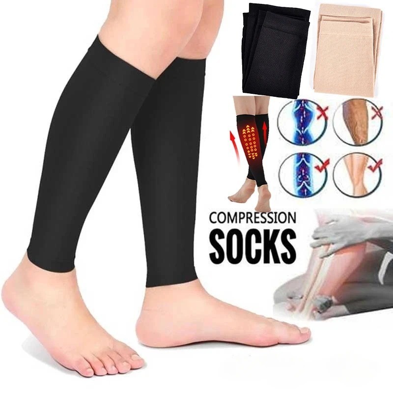Calf Sleeves Leg Support Compression Socks Running Shin Splint Varicose Vein