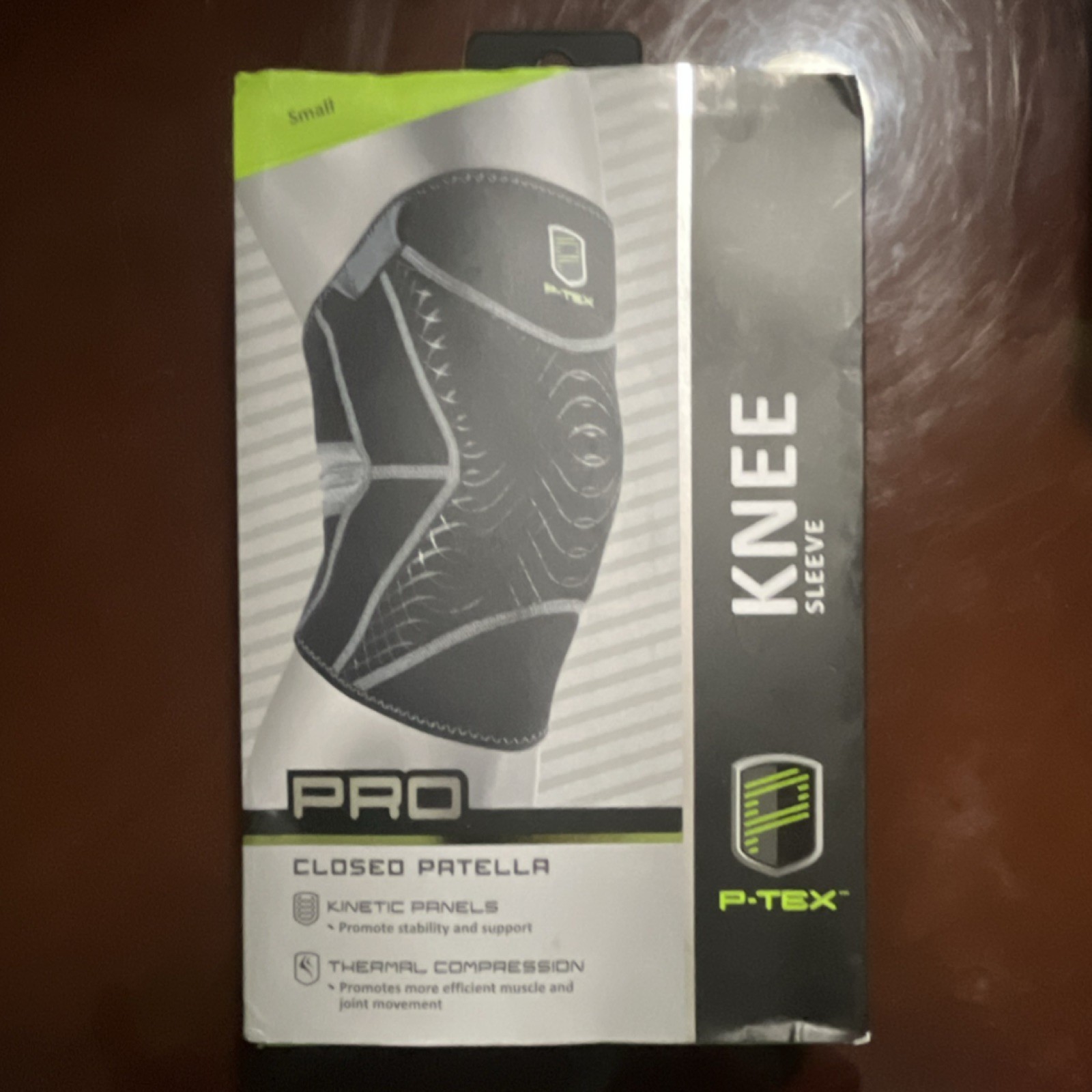 P-TEX PRO Knee Sleeve Small Black Closed Patella Kinetic Panels Compression