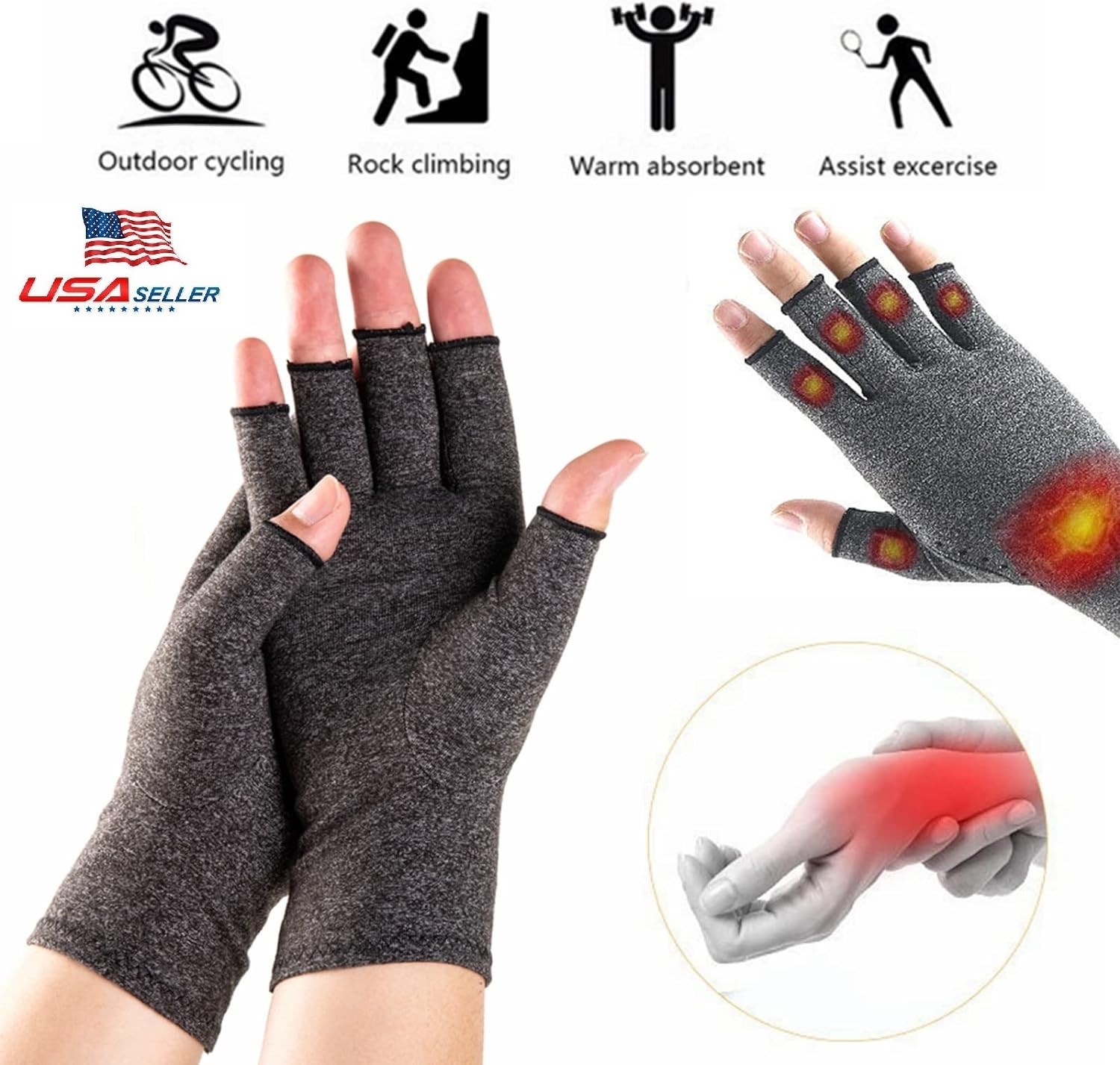 Arthritis Gloves, Carpal Tunnel, Tendonitis, Fingerless Hand Thumb Compression