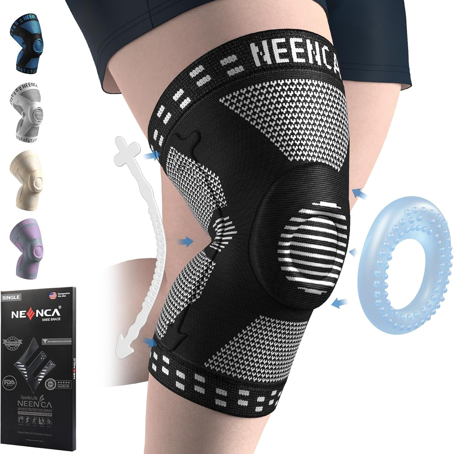 NEENCA plus Size Knee Brace for Knee Pain, Knee Support with Side Stabilizers &