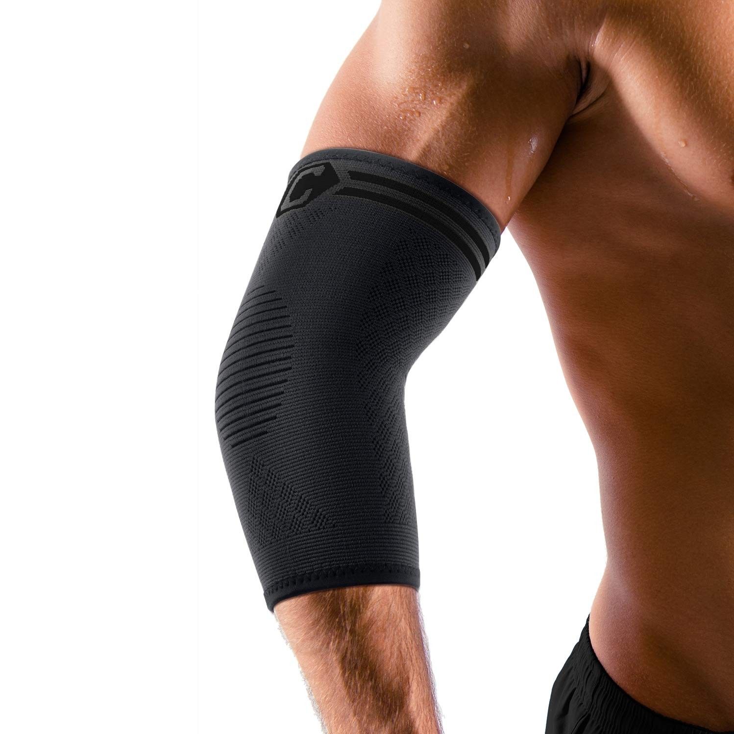 CAMBIVO 2 Pack Elbow Brace for Tennis & Tendonitis, Medium, Black